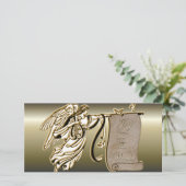 Angel en Joy aan de Wereldscrol Feestdagenkaart (Staand voorkant)