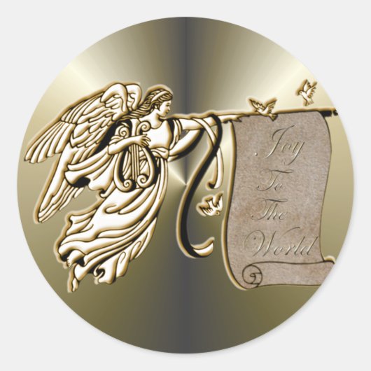 Angel en Joy aan de Wereldscrol Ronde Sticker (Voorkant)