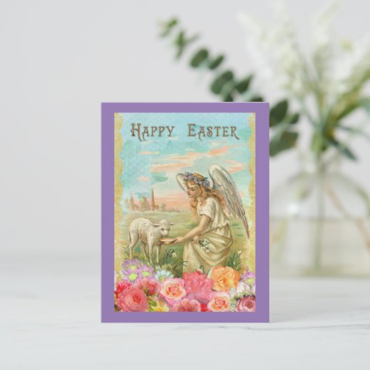  Angel en Lamb Briefkaart (Staand voorkant)