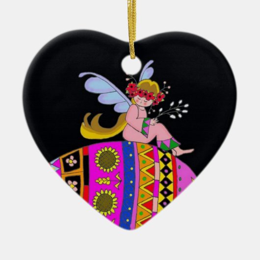 Angel en Pysanka Keramisch Ornament (Voorkant)