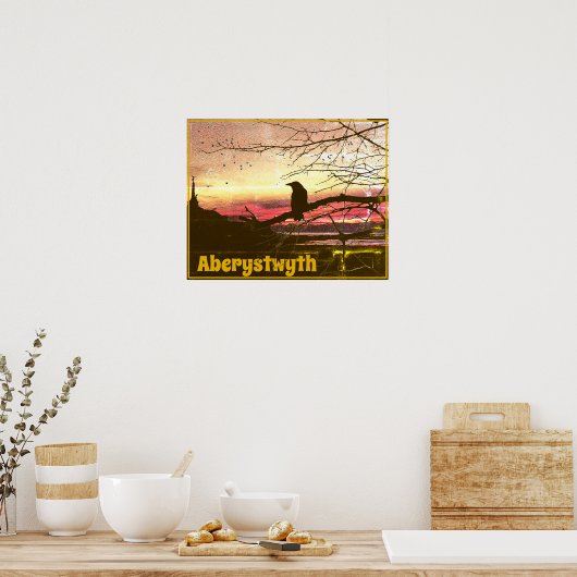 Angel en Raven van Aberystwyth op zonsondergang Poster (Keuken)