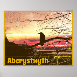 Angel en Raven van Aberystwyth op zonsondergang Poster