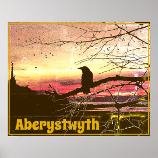 Angel en Raven van Aberystwyth op zonsondergang Poster