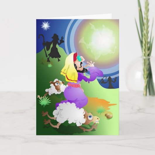 Angel en Shepherds Feestdagen Kaart (Voorkant)