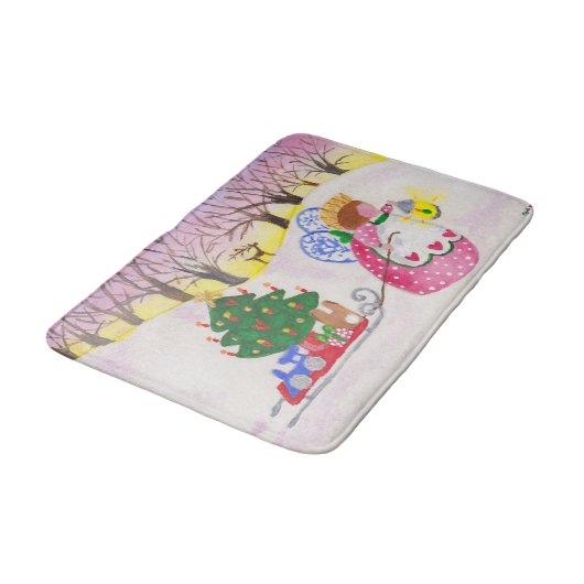 Angel en Sled Bathmat Badmat (Gekanteld)