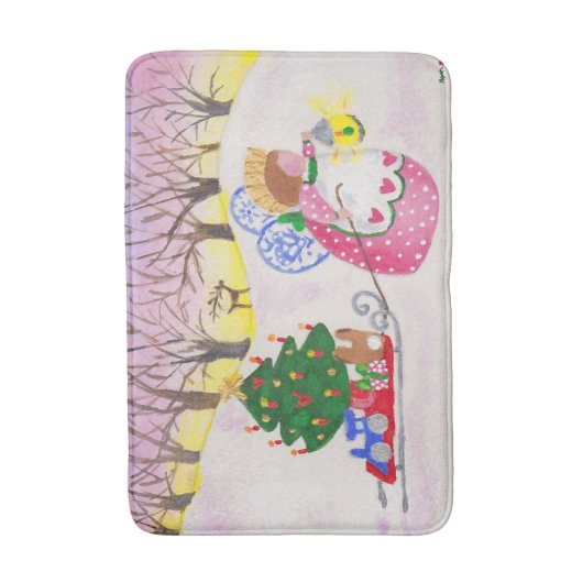 Angel en Sled Bathmat Badmat (Voorkant Verticaal)