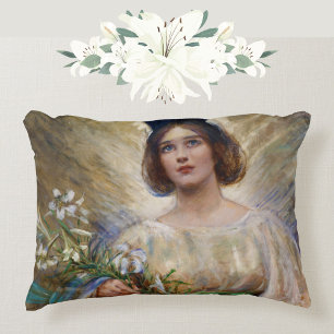 Angel en White Lilies Art Accent Pillow Kussen