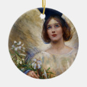  Angel en White Lilies Art Keramisch Ornament (Voorkant)