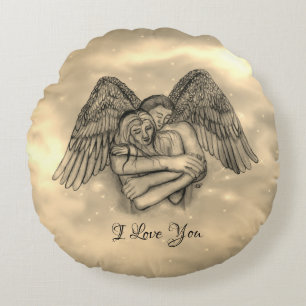 Angel Eros in Liefde, ik hou van je Rond Kussen