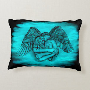 Angel Eros in Liefde, zwart en groen ontwerp Accent Kussen