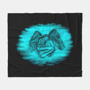 Angel Eros in Liefde, zwart en groen ontwerp Fleece Deken