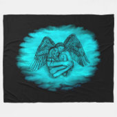 Angel Eros in Liefde, zwart en groen ontwerp Fleece Deken (Voorkant (Horizontaal))
