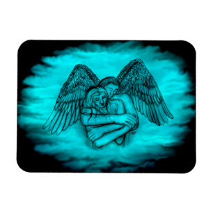 Angel Eros in Liefde, zwart en groen ontwerp Magneet