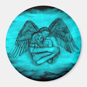 Angel Eros in Liefde, zwart en groen ontwerp Magneet