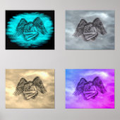 Angel Eros in Liefde, zwart en groen ontwerp Muurkunst Sets (Voorkant)