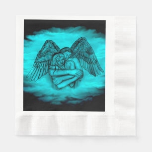 Angel Eros in Liefde, zwart en groen ontwerp Servet