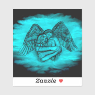 Angel Eros in Liefde, zwart en groen ontwerp Sticker