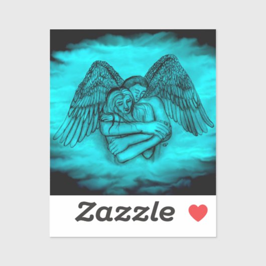 Angel Eros in Liefde, zwart en groen ontwerp Sticker (Vel)