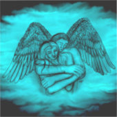 Angel Eros in Liefde, zwart en groen ontwerp Sticker (Voorkant)