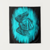 Angel Eros in Liefde, zwart en groen ontwerp Wandkleed (Voorkant)