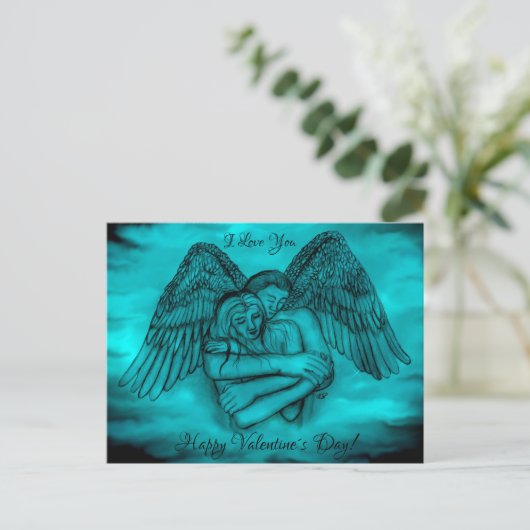 Angel Eros in Love, ik hou van je, Valentijn Day Briefkaart (Staand voorkant)