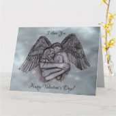 Angel Eros in Love, ik hou van je, Valentijn Day Kaart (Gele Bloem)