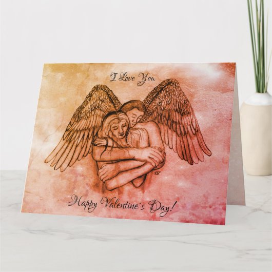 Angel Eros in Love, ik hou van je, Valentijn Day Kaart (Voorkant)