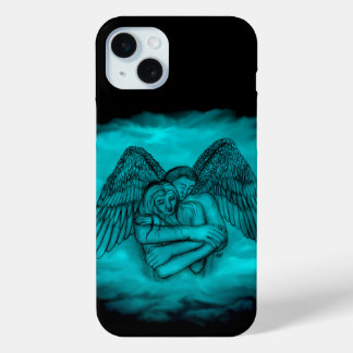 Angel Eros in Love in Black and green design iPhone 15 Mini Hoesje