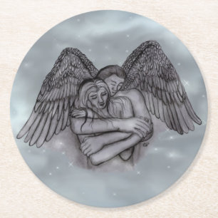 Angel Eros in Love Ronde Kartonnen Onderzetter