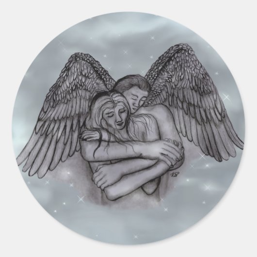 Angel Eros in Love Ronde Sticker (Voorkant)
