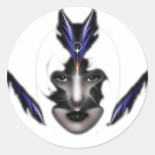 Angel Eyes Wings of Wind Fractal Art Ronde Sticker