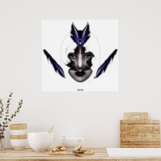 Angel Eyes Wings of Wind Fractal Art Wall Poster (Keuken)