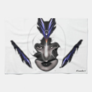 Angel Eyes Wings of Wind Fractal Kitchen Towel Theedoek