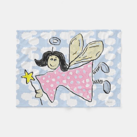 Angel/Fairy in roze Fleece Deken (Voorkant (Horizontaal))