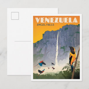 Angel Falls Venezuela Vintage Reis Briefkaart