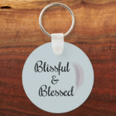 Angel Feather Blissful Blessed Zen Dusty Blue Sleutelhanger (Voorkant)