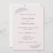 Angel Feather Blush Pink Grey Elegant Wedding Kaart (Voorkant)