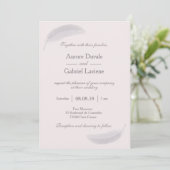 Angel Feather Blush Pink Grey Elegant Wedding Kaart (Staand voorkant)