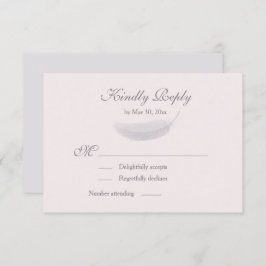 Angel Feather Blush Pink Grey Wedding RSVP Kaart