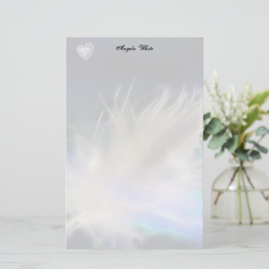 Angel Feather en Heart. Briefpapier (Staand voorkant)