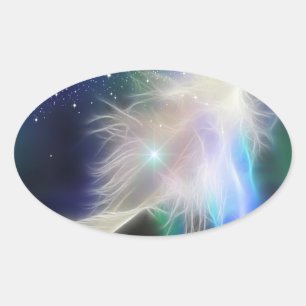 Angel Feather en sterren Ovale Sticker