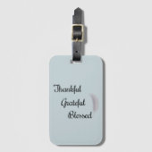 Angel Feather Thankful Grateful Blessed Dusty Blue Bagagelabel (Voorkant (verticaal))