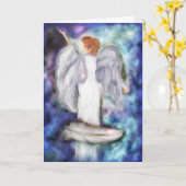 Angel Feather van God boven Inspirerend Kaart (Gele Bloem)