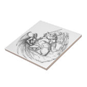 Angel Fighting Demon over Earth World Tattoo Tegeltje (Zijkant)