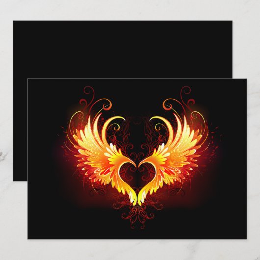 Angel Fire Heart met Wings Aankondiging (Voorkant / Achterkant)