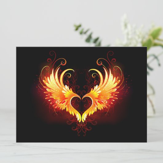 Angel Fire Heart met Wings Aankondiging (Staand voorkant)