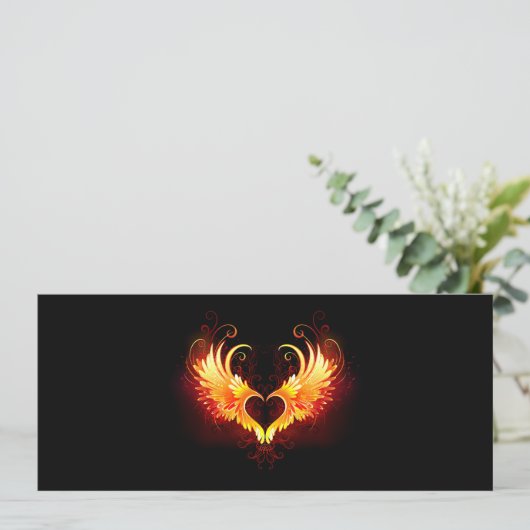 Angel Fire Heart met Wings Aankondiging (Staand voorkant)