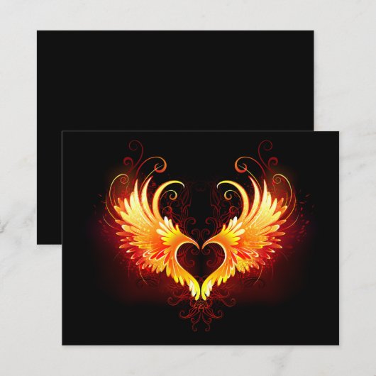 Angel Fire Heart met Wings Aankondiging (Voorkant / Achterkant)