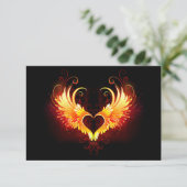 Angel Fire Heart met Wings Advieskaart (Staand voorkant)