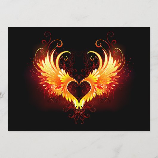 Angel Fire Heart met Wings Advieskaart (Voorkant)
